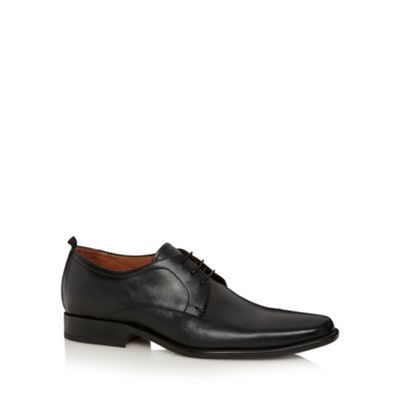 Designer black leather plain lace up shoes